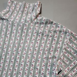 Vintage | Turtleneck Floral Striped Roses T Shirt